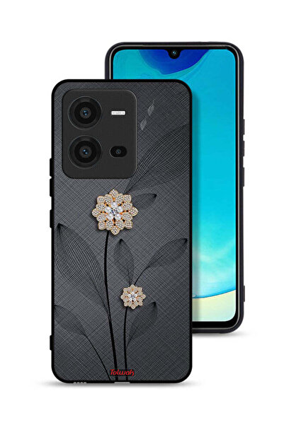 Tolwak غطاء حماية Vivo V25 5G برسومات زهور ماسية