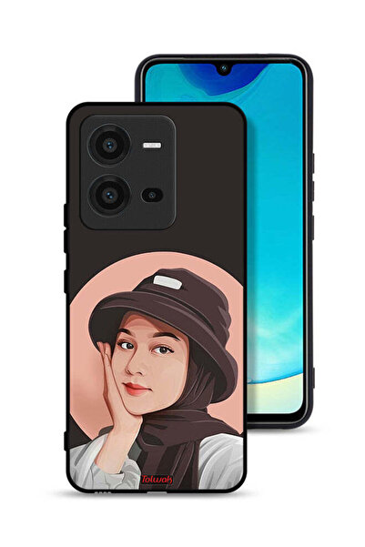 Tolwak غطاء حماية لهاتف Vivo V25 5G برسومات فنية لطيفة لفتاة قبعة
