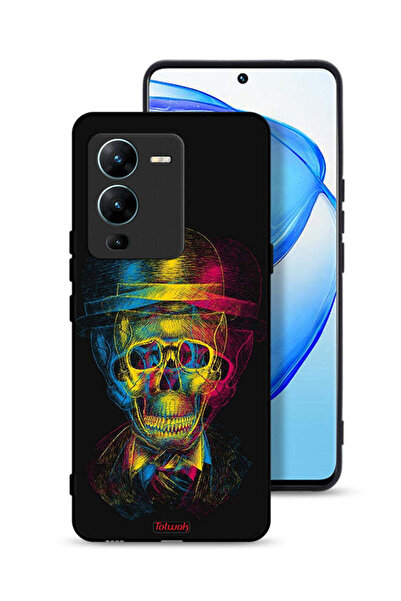 Tolwak Vivo V25 Pro 5G Protective Case Cover Skull Colorful Hat Fantasy Art