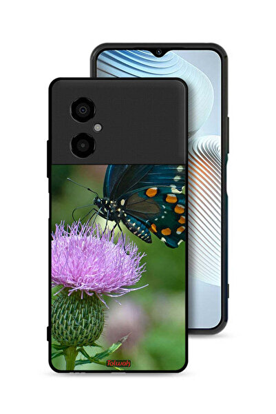 Tolwak غطاء حماية لهاتف Xiaomi Poco M4 5G بتصميم فراشة على زهرة