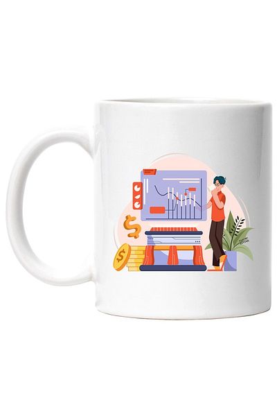 INOVATIX Personalized white mug, Coins, Financial, Charts, Economic, Investments, INOVATIX®. 330ml