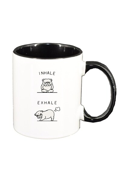 INOVATIX Cana alba personalizata, Inhale exhale, interior negru, D1451, INOVA...