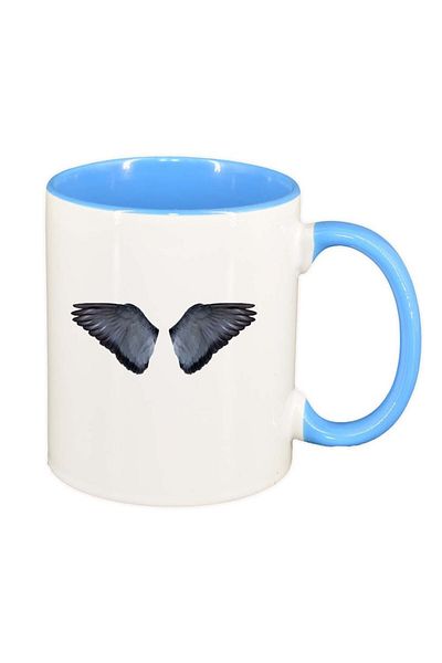 INOVATIX Personalized white mug, Wings, blue interior, D952, INOVATIX®. 330ml