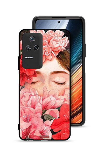 Tolwak غطاء حماية لهاتف شاومي ريدمي K40S برسومات زهور ووجه فتاة مخفي