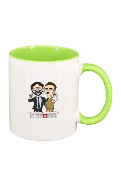 INOVATIX Εξατομικευμένη λευκή κούπα, La Casa De Papel, ανοιχτό πράσινο εσωτερ...