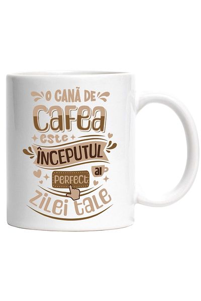 INOVATIX Personalized white mug, A coffee is the perfect start to your day, energy, INOVATIX®. 330ml