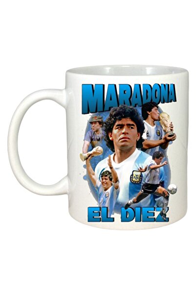 INOVATIX Εξατομικευμένη λευκή κούπα, Maradona El diez, Cri-Flo, λευκή λαβή κα...