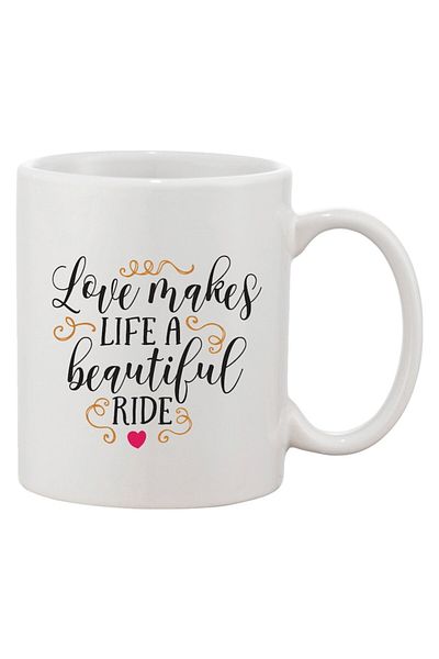INOVATIX Cana alba personalizata, personalizata 'Love makes life a beautiful ride'a, INOVATIX®. 330ml