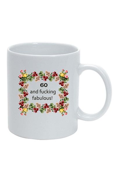 INOVATIX Personalized white mug, Flowers, I`m fabulous, white, D1061, INOVATIX®. 330ml