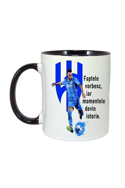 INOVATIX Personalized White Mug, Neymar Facts, Black Handle and Interior, ®. 330ml