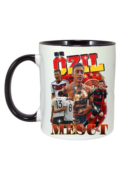INOVATIX Personalized White Mug, Mesut Ozit Play, Black Handle and Interior, ®. 330ml