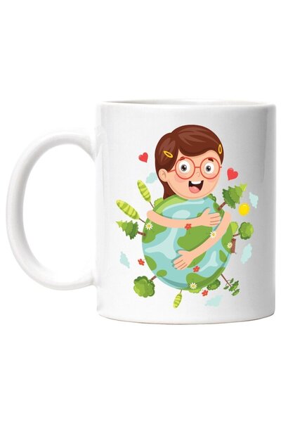 INOVATIX Cana alba personalizata, Planeta, Copil, Inimi, Brazi, Copaci, Flori...