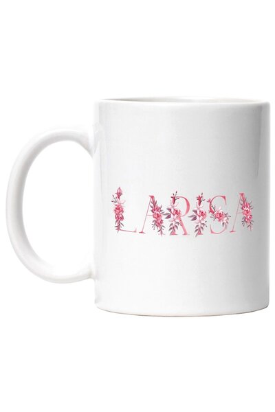 INOVATIX Cana alba personalizata, Numele Larisa, Floral, Colorat, Creativ, Fr...