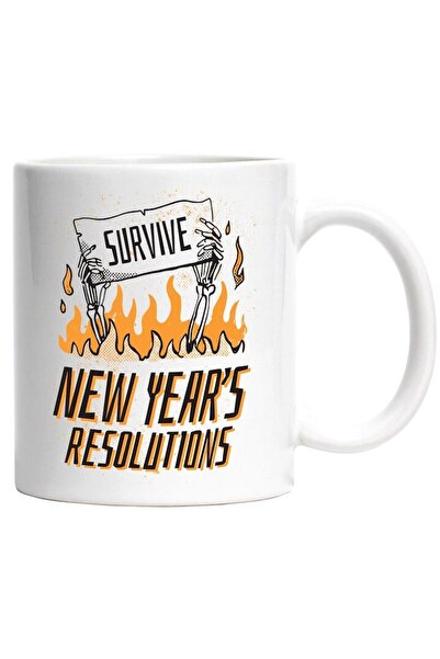 INOVATIX Cana alba personalizata, Mesaj New Year's Resolutions, Flacari, Anul...