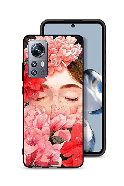 Tolwak Xiaomi 12S Protective Case Cover Girl Face Hide In Flowers Art