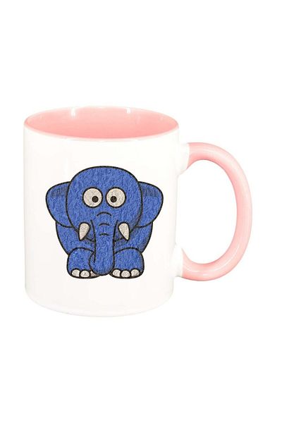 INOVATIX Cana alba personalizata, Drawn Elephant, interior roz, D988, INOVATIX®. 330ml