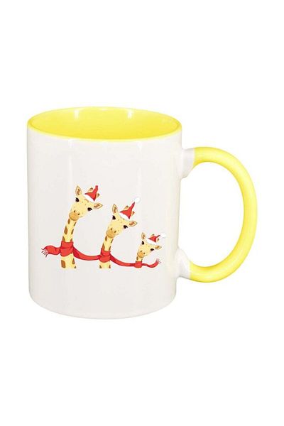 INOVATIX Personalized white mug, Merry Christmas, yellow interior, D1541, INOVATIX®. 330ml