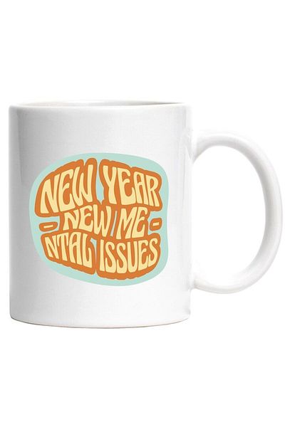 INOVATIX Personalized white mug, Message in English New Year New Me-ntal Issues, New Year, INOVATIX®. 330ml