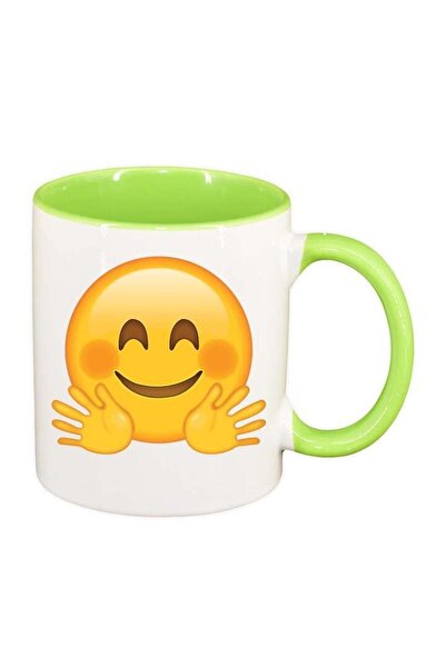 INOVATIX Εξατομικευμένη λευκή κούπα, Emoji Hug, ανοιχτό πράσινο εσωτερικό, D3...