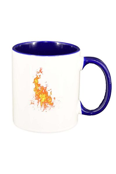 INOVATIX Cana alba personalizata, Fire, interior albastru inchis, D258, INOVATIX®. 330ml