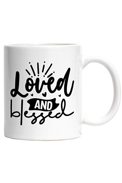 INOVATIX Cana alba personalizata, ul Loved and blessed - iubita si binecuvant...