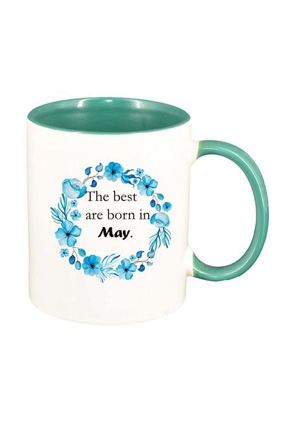 INOVATIX Personalized white mug, Flowers, The best are born in..., green interior, D1066, INOVATIX®. 330ml