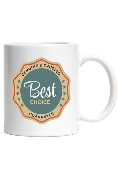 INOVATIX Personalized white mug, Message in English Best Choice, Stars, Emblem, Circle, INOVATIX®. 330ml