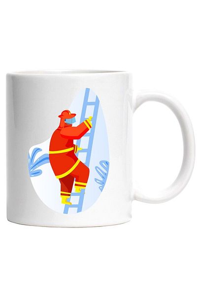 INOVATIX Personalized white mug, Ladder, Firefighter, Leaves, INOVATIX®. 330ml