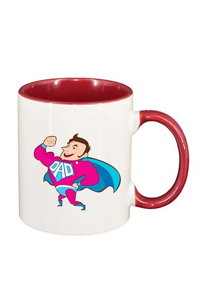 INOVATIX Personalized white mug, Super Dad, red interior, D982, INOVATIX®. 330ml