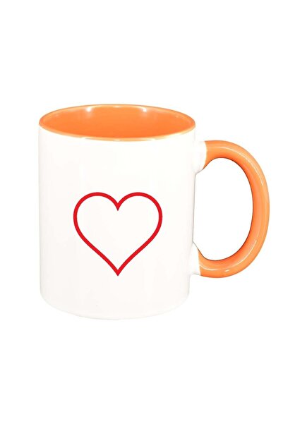 INOVATIX Cana alba personalizata, Love, interior portocaliu, D326, INOVATIX®....