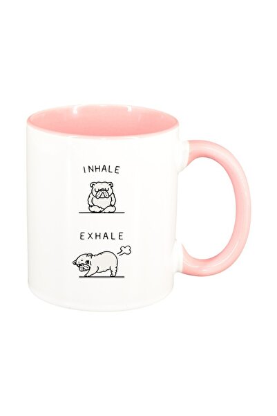 INOVATIX Cana alba personalizata, Inhale exhale, interior roz, D1451, INOVATI...