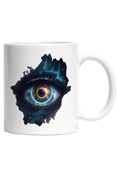 INOVATIX Personalized white mug, Eyes, Fantasy, Sci-Fi, Waves, Fish, Water, INOVATIX®. 330ml