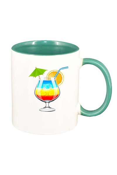 INOVATIX Personalized white mug, Cocktail, green interior, D413, INOVATIX®. 330ml