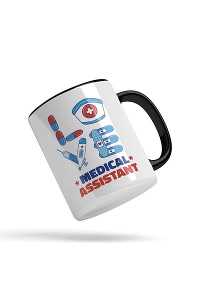 INOVATIX Personalized white mug, Medical Assistant, Love Assistant, with Black Handle, INOVATIX®. 330ml
