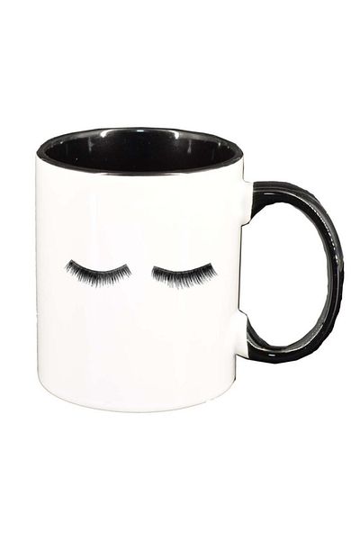 INOVATIX Personalized white mug, Eyelashes, black interior, D1019, INOVATIX®. 330ml