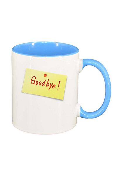 INOVATIX Personalized white mug, Goodbye, blue interior, D387, INOVATIX®. 330ml