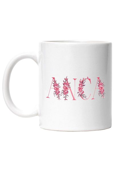 INOVATIX Personalized white mug, Name Anca, Floral, Colorful, Creative, Beautiful, Unique, INOVATIX®. 330ml