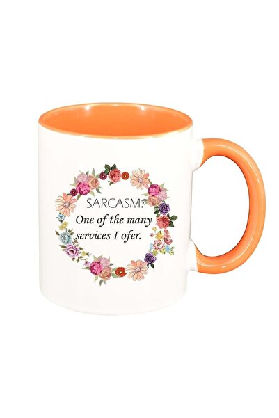 INOVATIX Cana alba personalizata, Flori, Sarcasm..., interior portocaliu, D10...