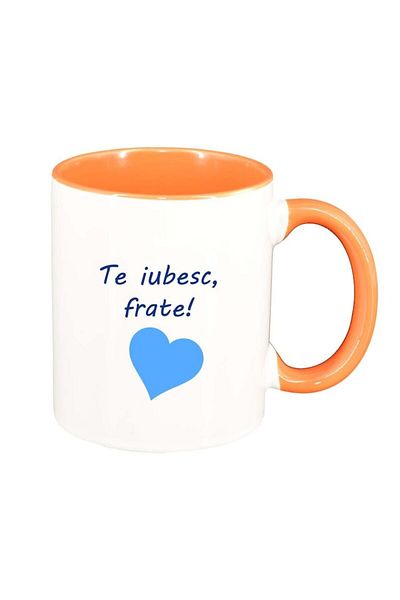 INOVATIX Personalized white mug, I love you..., orange interior, D1028, INOVATIX®. 330ml