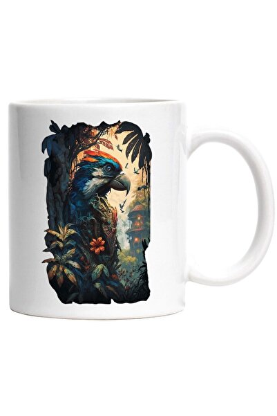 INOVATIX Cana alba personalizata, Papagal, Jungla, Templu, Armura, Fantasy, I...