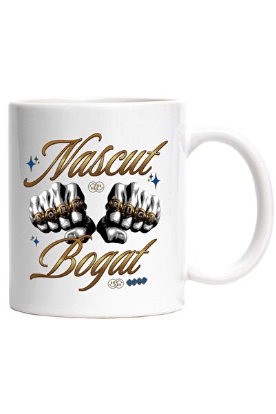 INOVATIX Персонализирана бяла чаша, послание на Златните кинжали: Роден богат...