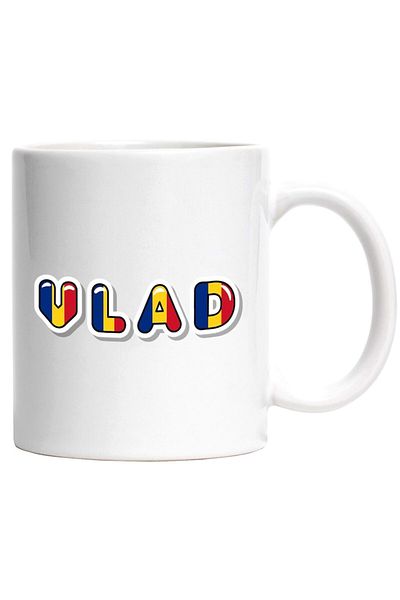 INOVATIX Personalized white mug, Name Vlad, Romania, Supporter, Romanian Flag, Patriot, INOVATIX®. 330ml