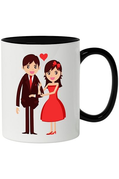 INOVATIX Personalized white mug, Heart, Lovers, Couple, Costume, with Black Handle, INOVATIX®. 330ml