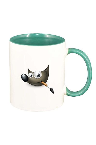INOVATIX Personalized white mug, Fox, green interior, D317, INOVATIX®. 330ml