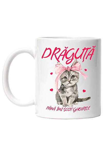 INOVATIX Εξατομικευμένη λευκή κούπα, Γάτα με χαριτωμένο φιόγκο και νύχια, INO...