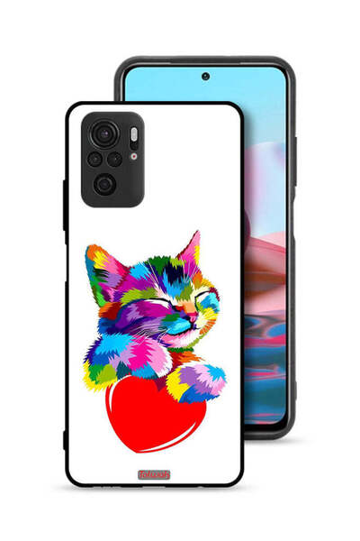 Tolwak Xiaomi Redmi Note 10S Protective Case Cover Colourful Kitten