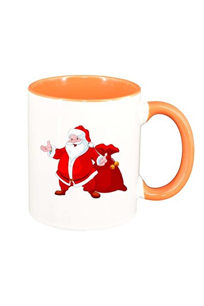 INOVATIX Cana alba personalizata, Mos Craciun, interior portocaliu, D162, INO...