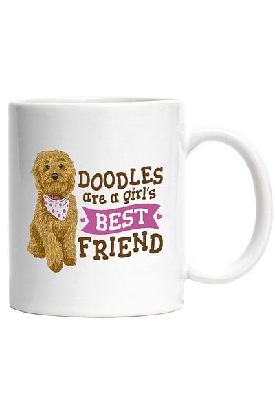 INOVATIX Personalized white mug, Message Doodles Are A Girl's Best Friend, Puppy, Hearts, INOVATIX®. 330ml