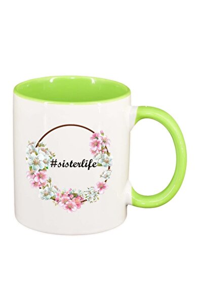 INOVATIX Cana alba personalizata, Flori, #sisterlife, interior verde deschis,...