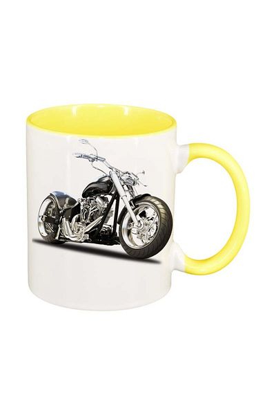 INOVATIX Personalized white mug, Motor, yellow interior, D49, INOVATIX®. 330ml